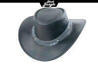 Black Jungle ARAMAC Lederhut  Cowboyhut Australienhut Hut Outdoor Westernhut Reithut unisex Schwarz XL