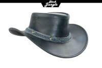 Black Jungle ARAMAC Lederhut  Cowboyhut Australienhut Hut Outdoor Westernhut Reithut unisex Schwarz XL