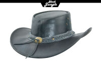 Black Jungle ARAMAC Lederhut  Cowboyhut Australienhut Hut Outdoor Westernhut Reithut unisex Schwarz XL