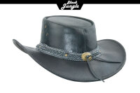 Black Jungle ARAMAC Lederhut  Cowboyhut Australienhut Hut Outdoor Westernhut Reithut unisex Schwarz XL