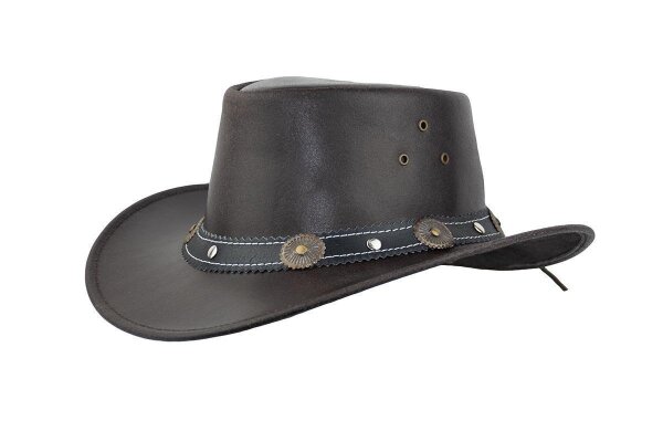 Black Jungle REEDLEY Lederhut Cowboyhut Westernhut Hut Outdoorhut Freizeithut Australienhut unisex Braun M