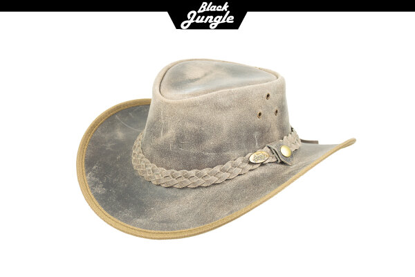 Black Jungle Bulat lederen hoed, westernhoed, Australische hoed, cowboyhoed, antraciet, XL