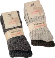 Wollsocken Wintersocken dicke warme Premium Alpaka Socken Damen Herren Gr.35-45  35-38 2 Paar Beige + Nerz