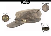 Black Jungle CASTRO Army Cap Leder Military Cuba Schirmmütze Armee Kappe  Kuba Mütze Tan