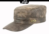 Black Jungle CASTRO Army Cap Leder Military Cuba Schirmmütze Armee Kappe  Kuba Mütze Tan