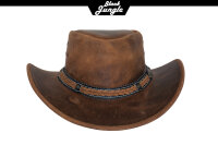 Black Jungle ARAMAC Lederhut  Cowboyhut Australienhut Hut Outdoor Westernhut Reithut unisex Ocker L