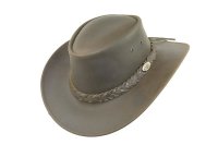 Black Jungle CALGARY Outdoor Western Lederhut Australien Cowboy Lederhüte Reiterhut Unisex Khaki M (57-58 cm)