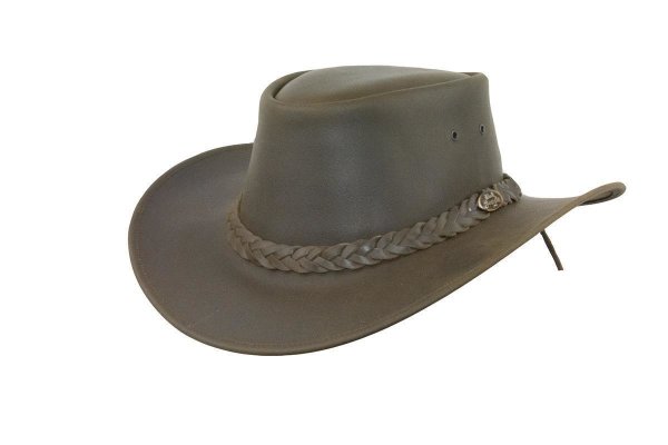 Black Jungle CALGARY Outdoor Western Lederhut Australien Cowboy Lederhüte Reiterhut Unisex Khaki XL (61-62 cm)