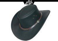Black Jungle BEAGLE Outdoor Western Lederhut Australien Cowboy Lederhüte Reiterhut Unisex Schwarz L (59-60 cm)