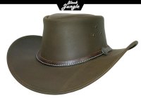 Black Jungle BEAGLE Outdoor Western Lederhut Australien Cowboy Lederhüte Reiterhut Unisex Khaki L (59-60 cm)