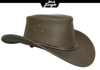 Black Jungle BEAGLE Outdoor Western Lederhut Australien Cowboy Lederhüte Reiterhut Unisex Khaki S (55-56 cm)