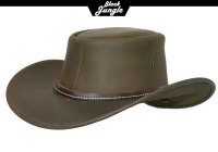 Black Jungle BEAGLE Outdoor Western Lederhut Australien Cowboy Lederhüte Reiterhut Unisex Khaki S (55-56 cm)