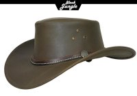 Black Jungle BEAGLE Outdoor Western Lederhut Australien Cowboy Lederhüte Reiterhut Unisex Khaki XXL (63-64 cm)