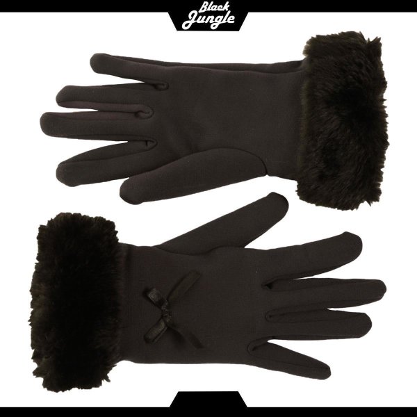 Black Jungle Handschuhe Damenhandschuhe mit Kunstfellmanschette Freizeit Outdoorhandschuhe Navy one-size