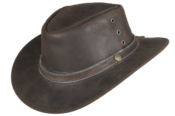 SCIPPIS  LONGFORD Lederhut Knautschbar Westernhut Australien Hüte Herrenhut vintage brown S (55-56 cm)