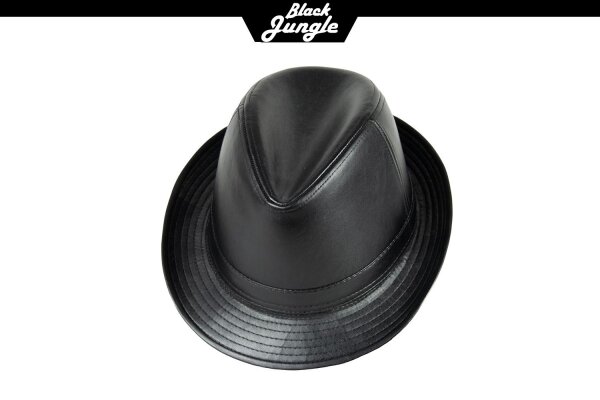 Black Jungle ADAM  Trilby Lederlook Karibikhut Havannahut Regenhut Hut Sonnenhut Schwarz L/XL