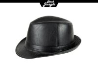 Black Jungle ADAM  Trilby Lederlook Karibikhut Havannahut Regenhut Hut Sonnenhut Schwarz L/XL
