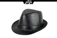 Black Jungle ADAM  Trilby Lederlook Karibikhut Havannahut Regenhut Hut Sonnenhut Schwarz L/XL