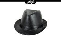 Black Jungle ADAM  Trilby Lederlook Karibikhut Havannahut Regenhut Hut Sonnenhut Schwarz L/XL