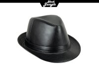 Black Jungle ADAM  Trilby Lederlook Karibikhut Havannahut Regenhut Hut Sonnenhut Schwarz L/XL