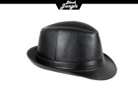 Black Jungle ADAM  Trilby Lederlook Karibikhut Havannahut Regenhut Hut Sonnenhut Schwarz L/XL