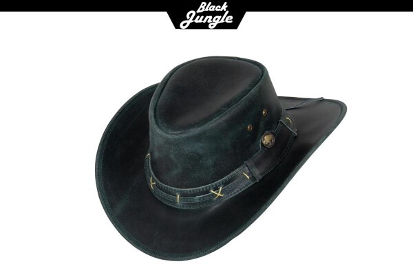 Black Jungle ROSWELL Westernhut Australien Outdoorhut Lederhut Cowboyhut Reithut Hut Unisex Schwarz XXL