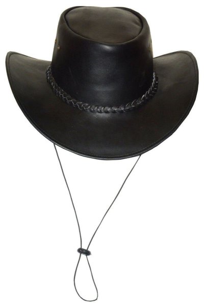 Black Jungle BROOME Australien Western Style Sonnenschutz  Lederhut Hut Hüte Schwarz XS (53 cm)